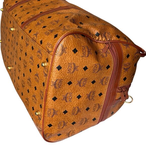 Authentic MCM Visetos brown 2Way Boston Duffel Tavel bag Made In Germany 22” BIG - Picture 7 of 16